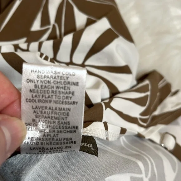 Tommy Bahama Brown White Resortwear Tropical Leaf Spaghetti Strap Dress - Picture 9 of 10